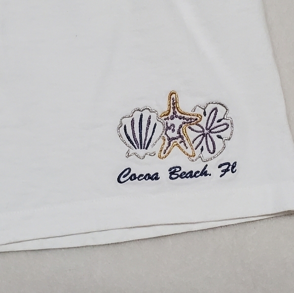 VINTAGE Cal Cru Cocoa Beach Florida White High Waisted Pull-On Casual Shorts L - Picture 6 of 11